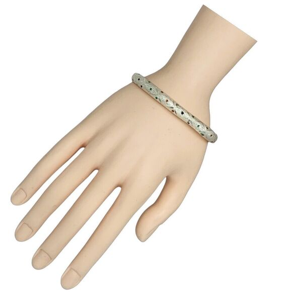 925 Sterling Silver Bangle Bracelet 7.5" Multicolored Cubic Zirconia - Picture 8 of 12